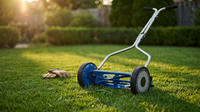 14 In. Blue Push Lawn Mower, Push Reel Lawn Mower — Lifestyle