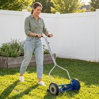14 In. Blue Push Lawn Mower, Push Reel Lawn Mower — Lifestyle