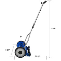 14 In. Blue Push Lawn Mower, Push Reel Lawn Mower