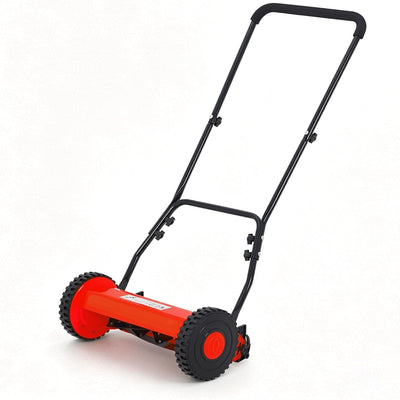 16" Push Lawn Mower, Manual Hand Push Lawn Mower without Grass Catcher, Lightweight & Portable Walk-Behind Mower for Small Yards, Garden & Patio