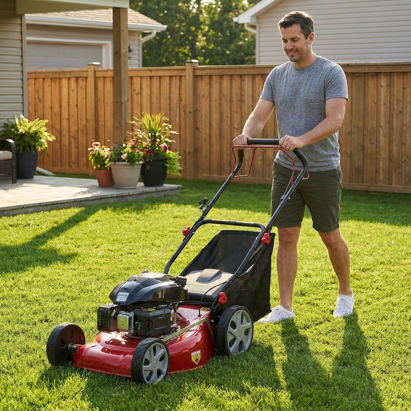 Gas Self Propelled Lawn Mower Built to Cut Thick Brush, 141cc Engine, 20-Inch Blade, 50L Grass Tank